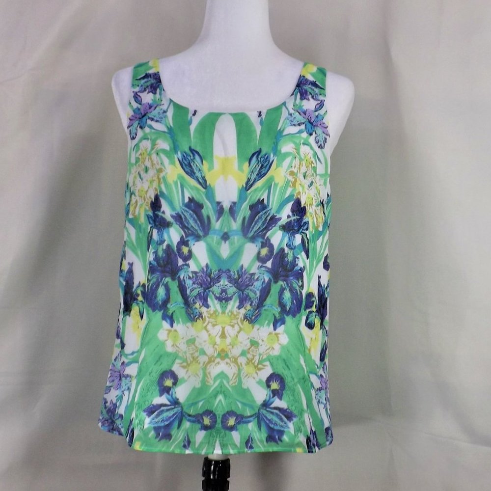 Betsey Johnson Exotic Design Print Sheer w Lining Semi-Fit Sleeveless Tank Top 4 - Picture 4 of 16